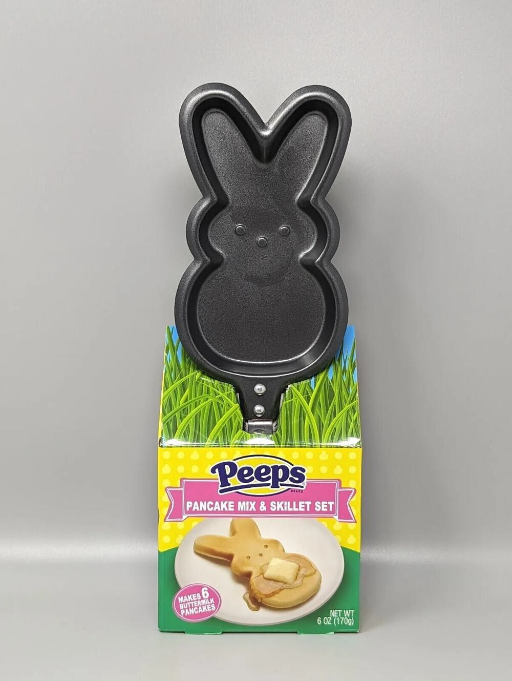 Peeps Easter Bunny Shaped Pancake Mix and Metal Bunny Skillet Set